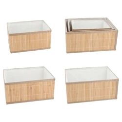 Rechteckiger Aufbewahrungskorb, Bambus, 3er-Set – Nachhaltige, vielseitige Organizer